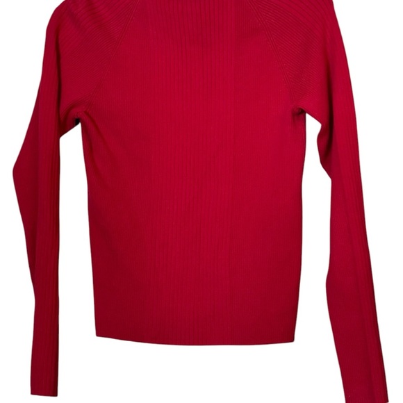 Vintage Polo Jeans Co Red Mock Neck 1/4 Zip Ribbed Sweater Medium Preppy READ - Picture 3 of 7
